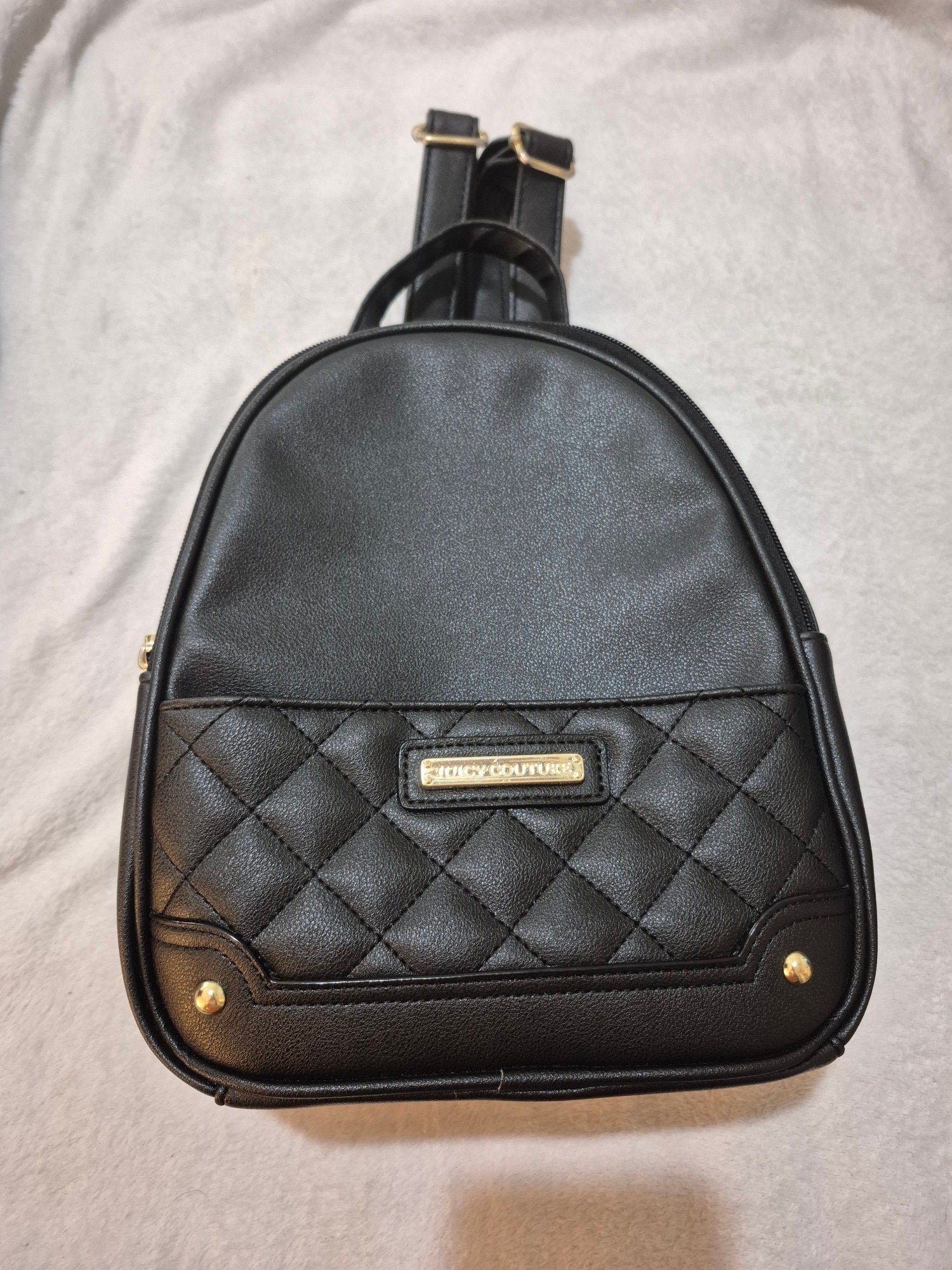 Juicy Couture Black Quilted Mini Backpack Crown Royal Gold Hardware