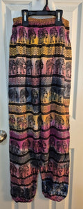 Elephant-Patterned Boho Rayon Harem Pants Handmade In Indonesia