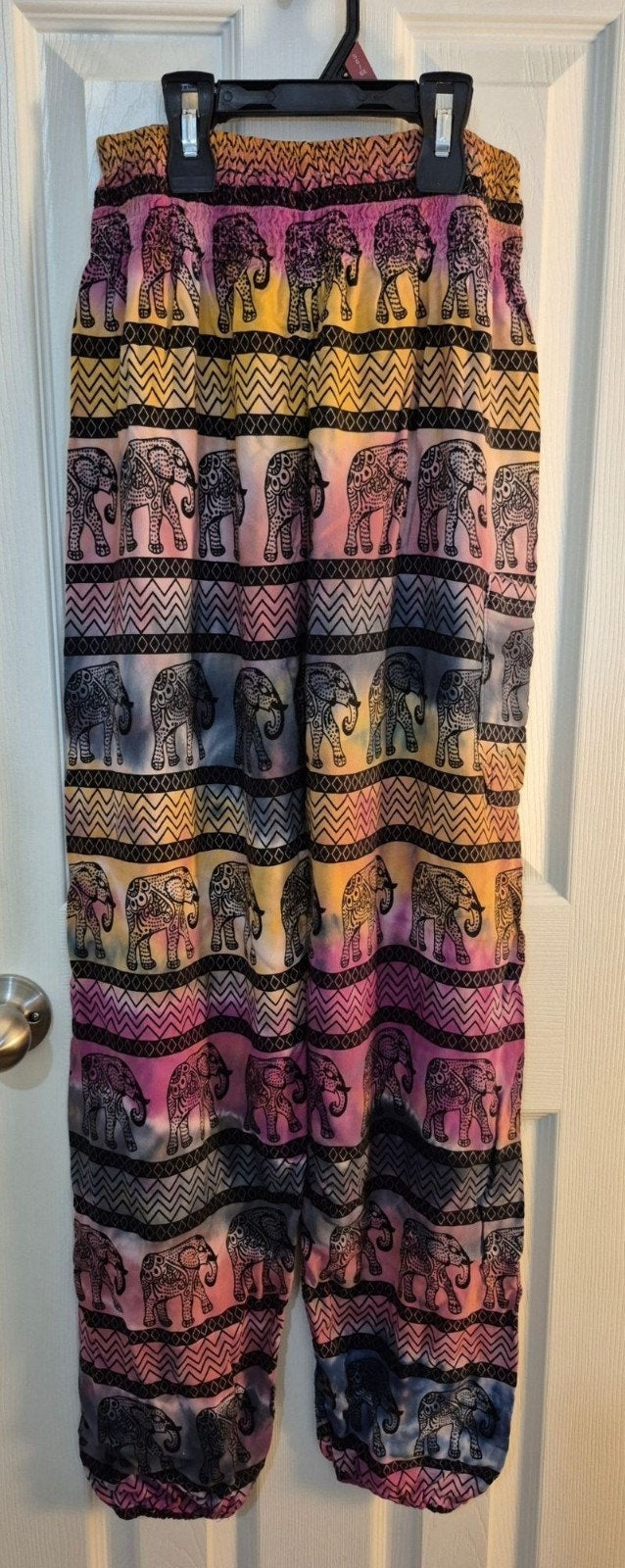 Elephant-Patterned Boho Rayon Harem Pants Handmade In Indonesia