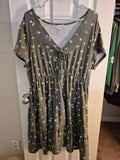 Womens Green Babydoll Dress, 2X