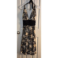 Tropical Leaf Print Halter Dress With Ruched Waist By Dressbarn Size 10