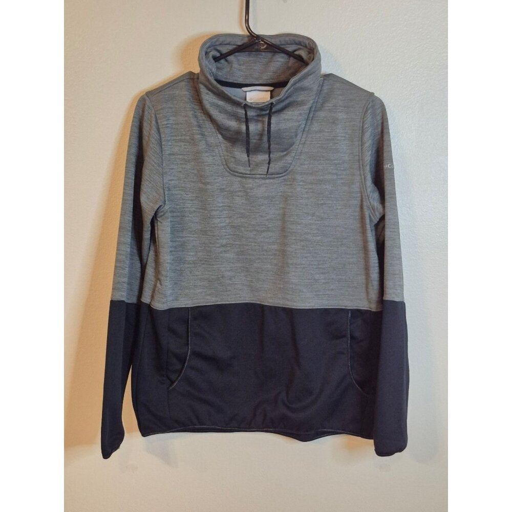 Columbia Womens Cowl Neck Colorblock Pullover Sweatshirt - Grey/Black - Size M