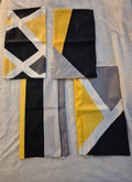 Set of 4 Modern Geometric Pillow Covers (18x18) Mustard, Grey & Charcoal
