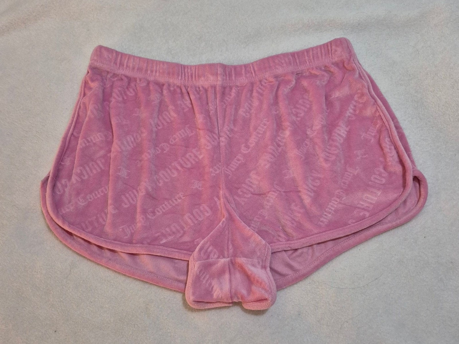 Juicy Couture Womens Pink Velour Sleepwear Shorts L 95% Polyester 5% Spandex
