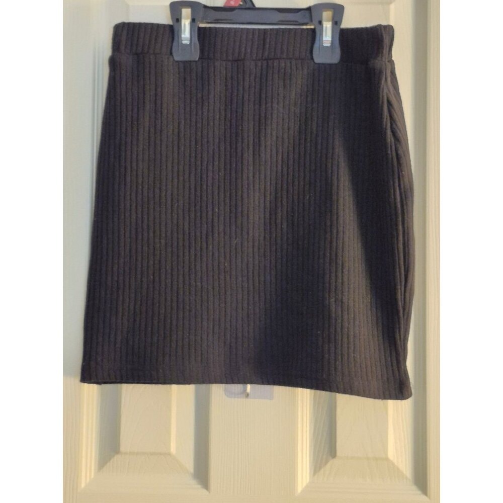 Shein Sxy Ribbed Black Mini Skirt Elastic Waist Medium Size