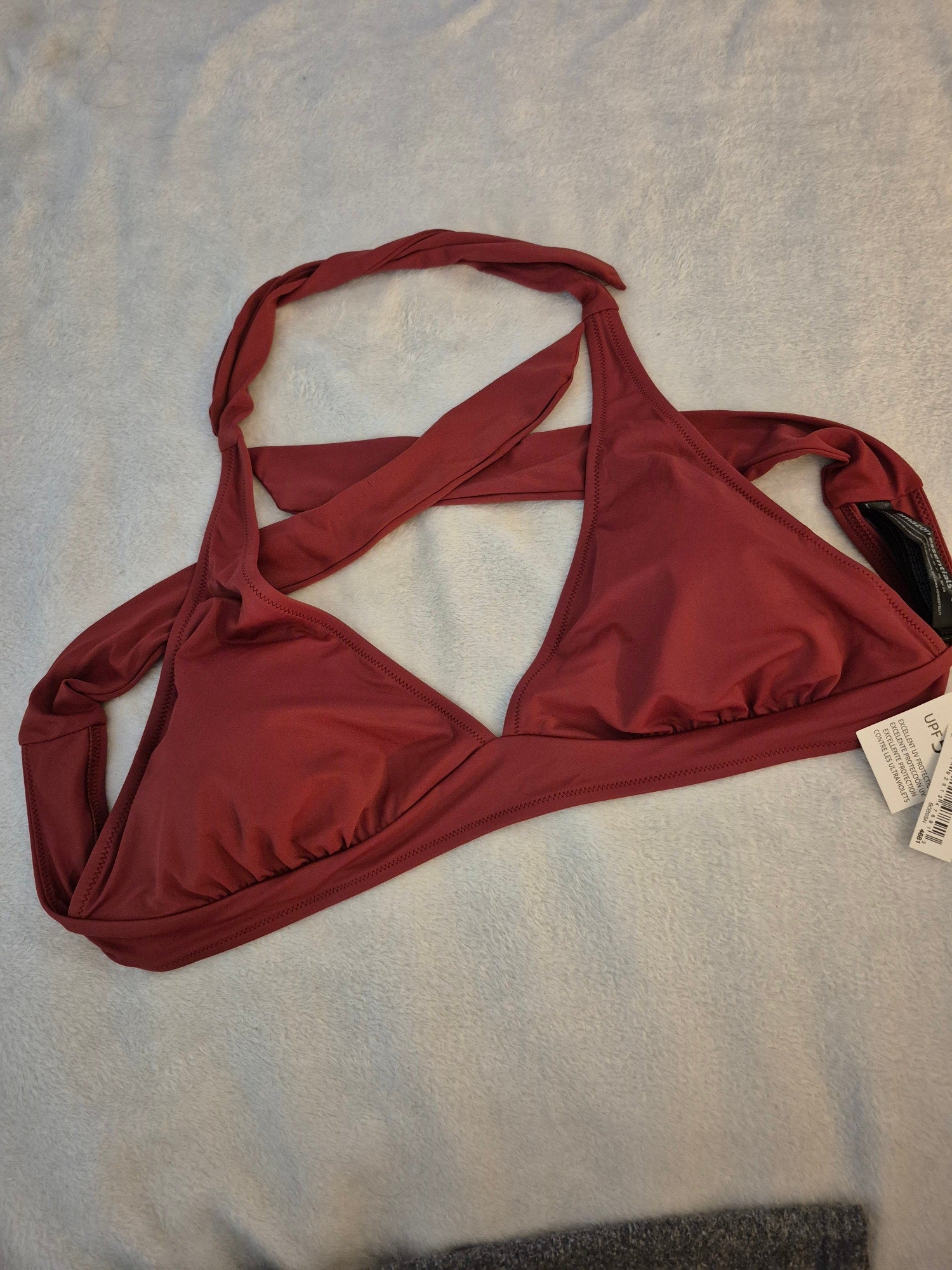 NWT Terracotta Rust Wrap-Around Halter Bikini Top - Size XL - UPF 50+