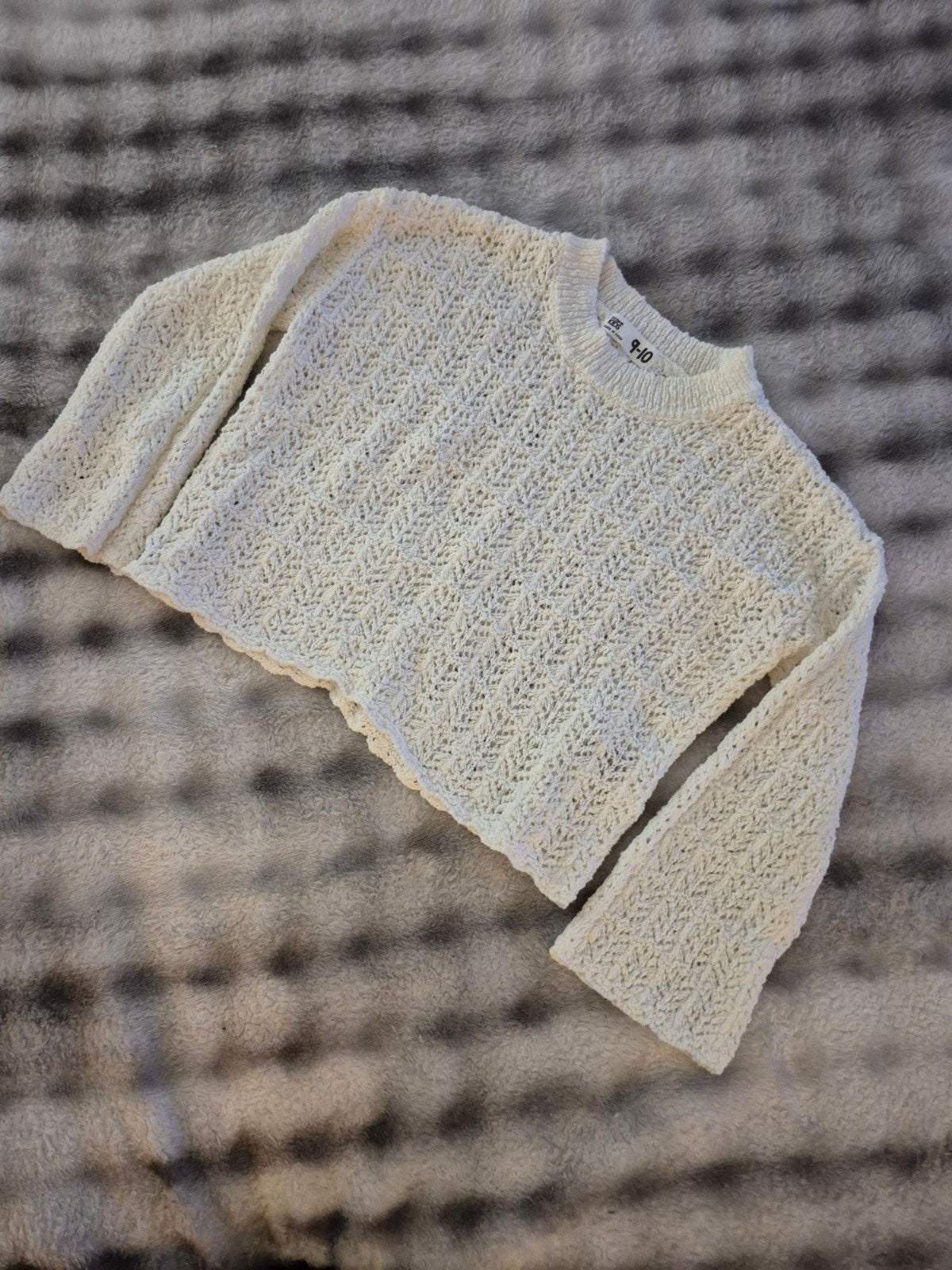 Crochet Knit Cream Pullover Sweater By Cotton On Kids Size 9-10