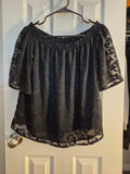 Womens Black Sheer Blouse, Large