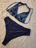 Curated 2pc Navy & Floral High-Waisted Bikini Set - NWT - XXL