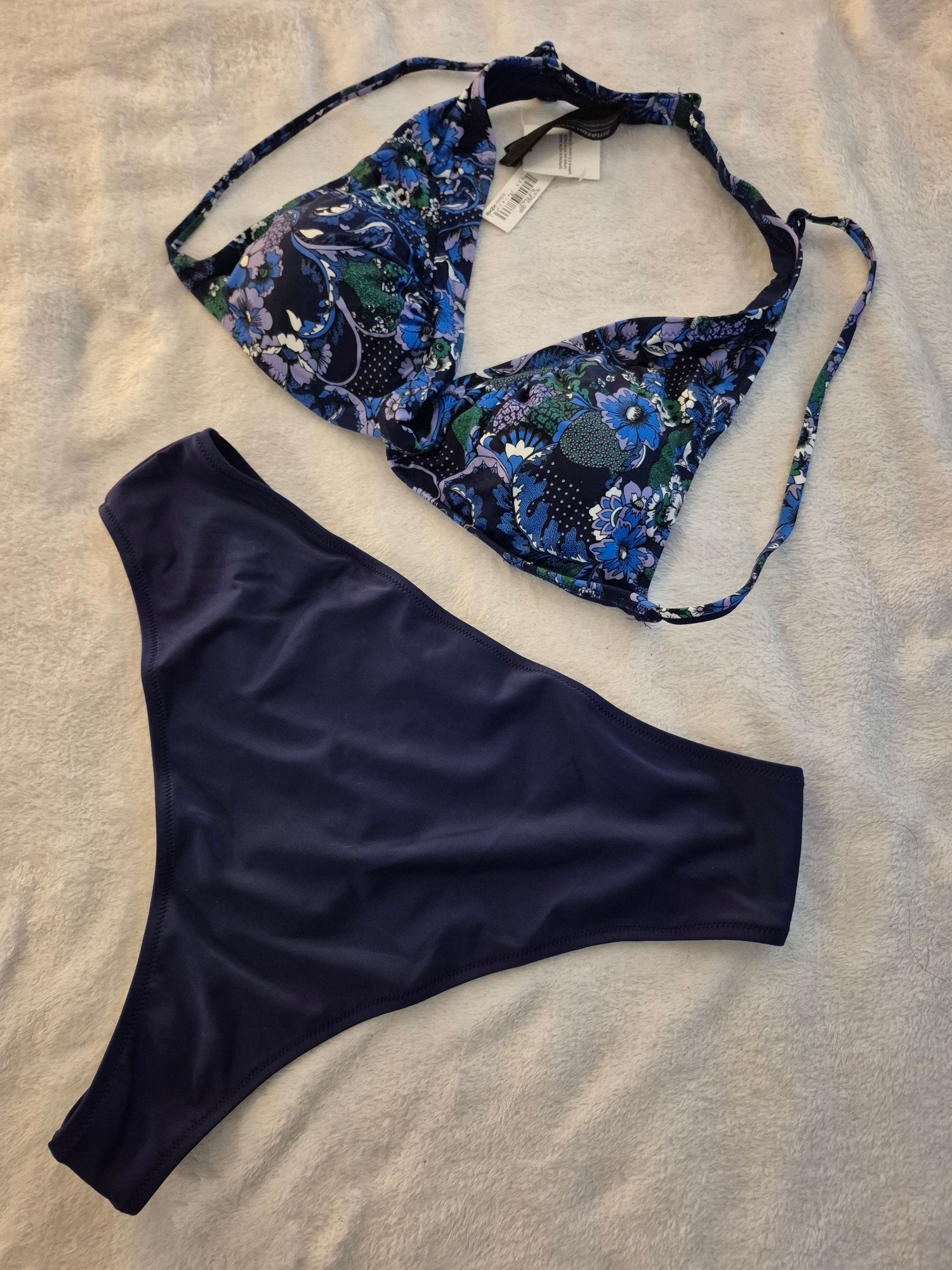 Curated 2pc Navy & Floral High-Waisted Bikini Set - NWT - XXL