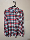 NWT Time and Tru Women's XL Plaid Flannel Button Down Shirt Red Blue White
