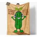 Emotional Support Pickle Fleece Blanket Cozy Throw Blanket With Funny Pickle Ch