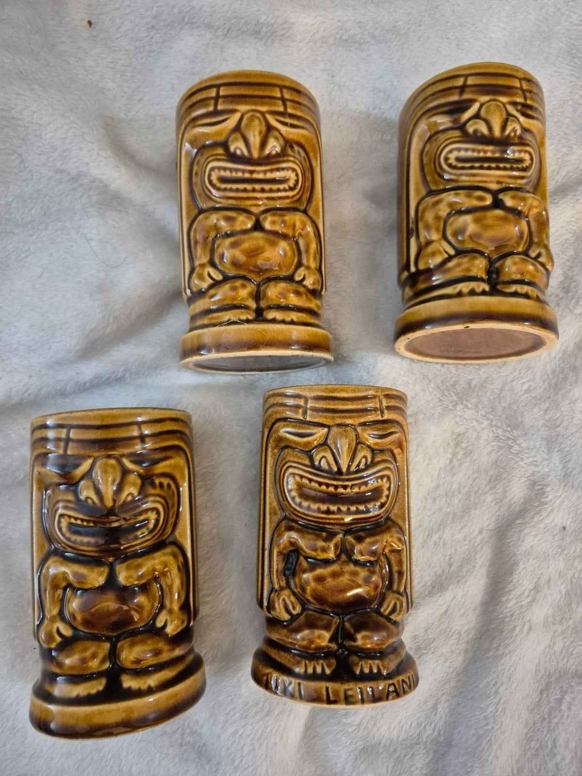 Vintage "Tiki Leilani" Ceramic Mugs, 4 count