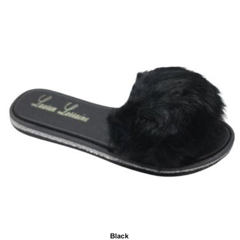 Lauren Lorraine Black Faux Fur Slides - NIB - Size 6