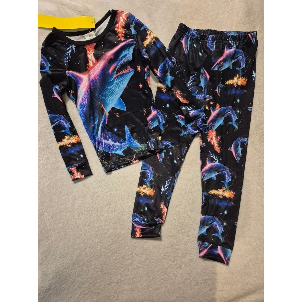 Glow in the Dark Shark Themed Kids Pajama Set