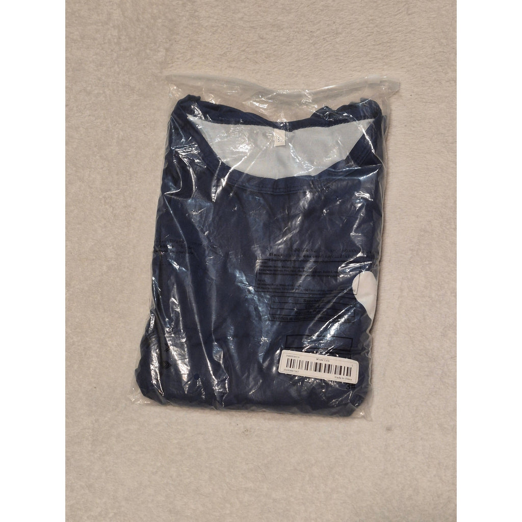 Women's 2-Piece Pajama Set Navy Blue Heart Tee & Blue Plaid Jogger Pants L