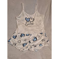 Women's "Love" Heart Pajama Set – White with Blue/Black Accents - Size Large