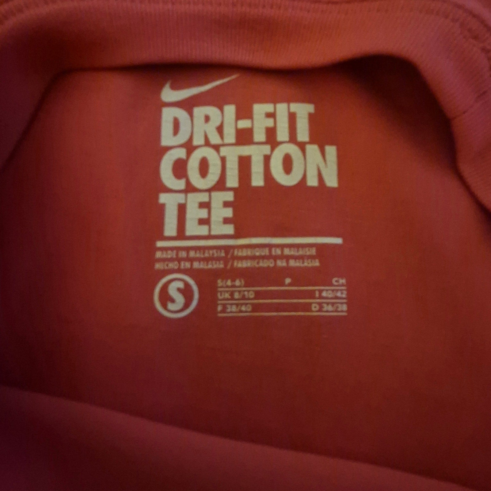 Nike Dri-FIT Cotton Tee "Just Do It" Graphic T-Shirt Pink Coral Women's Size S