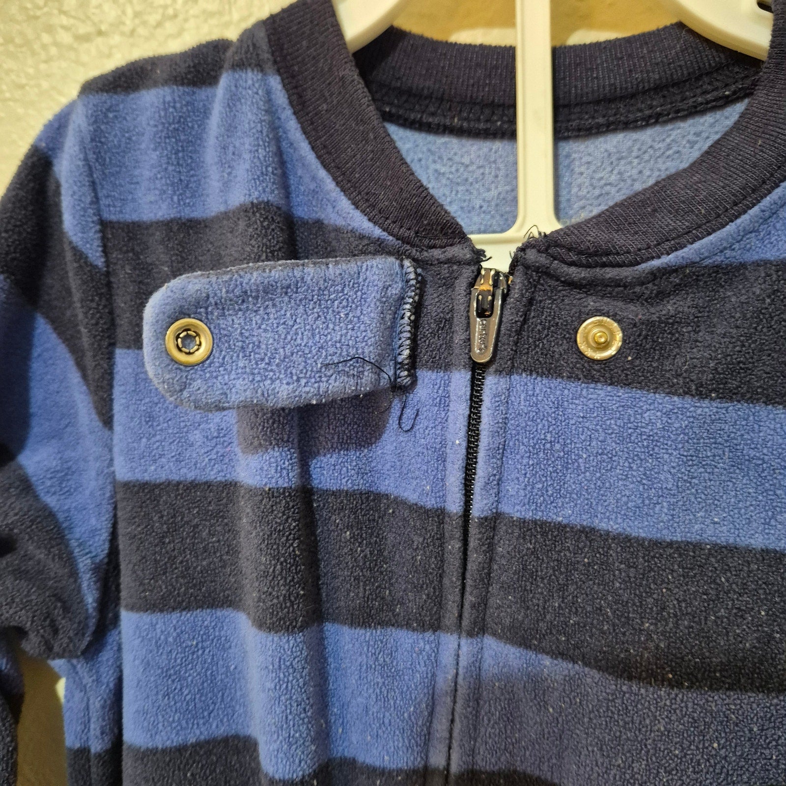 Carter's Baby Boy Fleece Footed Pajamas 24 Months Blue Striped Dinosaur Sleeper