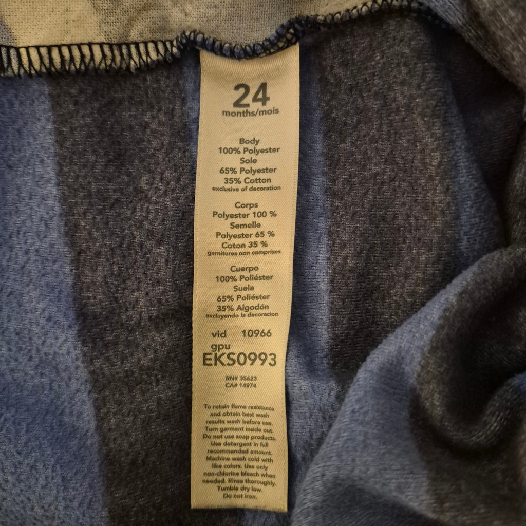 Carter's Baby Boy Fleece Footed Pajamas 24 Months Blue Striped Dinosaur Sleeper