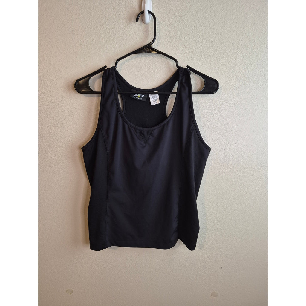Athletitech Women's Large Black Racerback Activewear Tank Top Mesh Panels