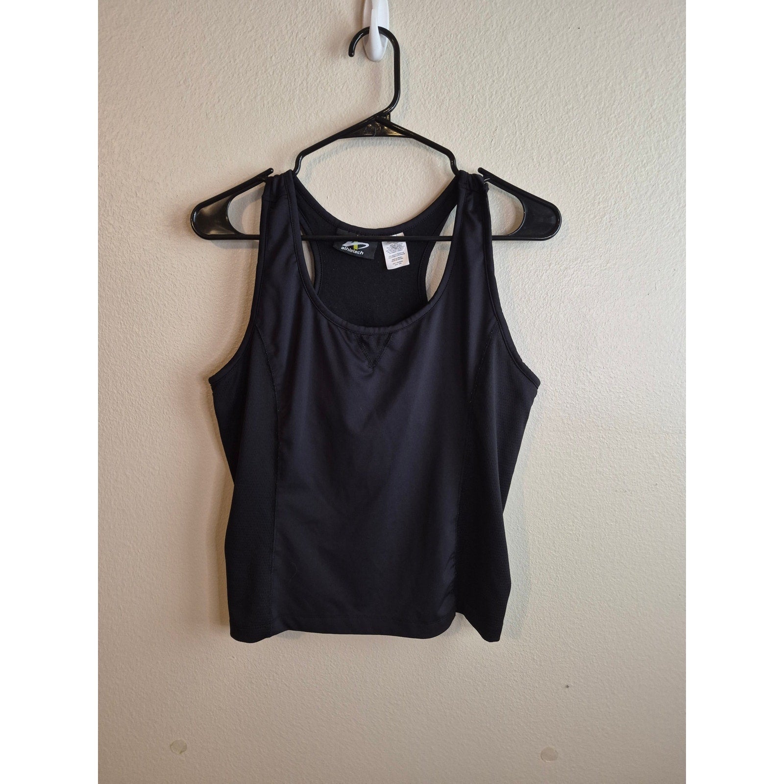Athletitech Women's Large Black Racerback Activewear Tank Top Mesh Panels