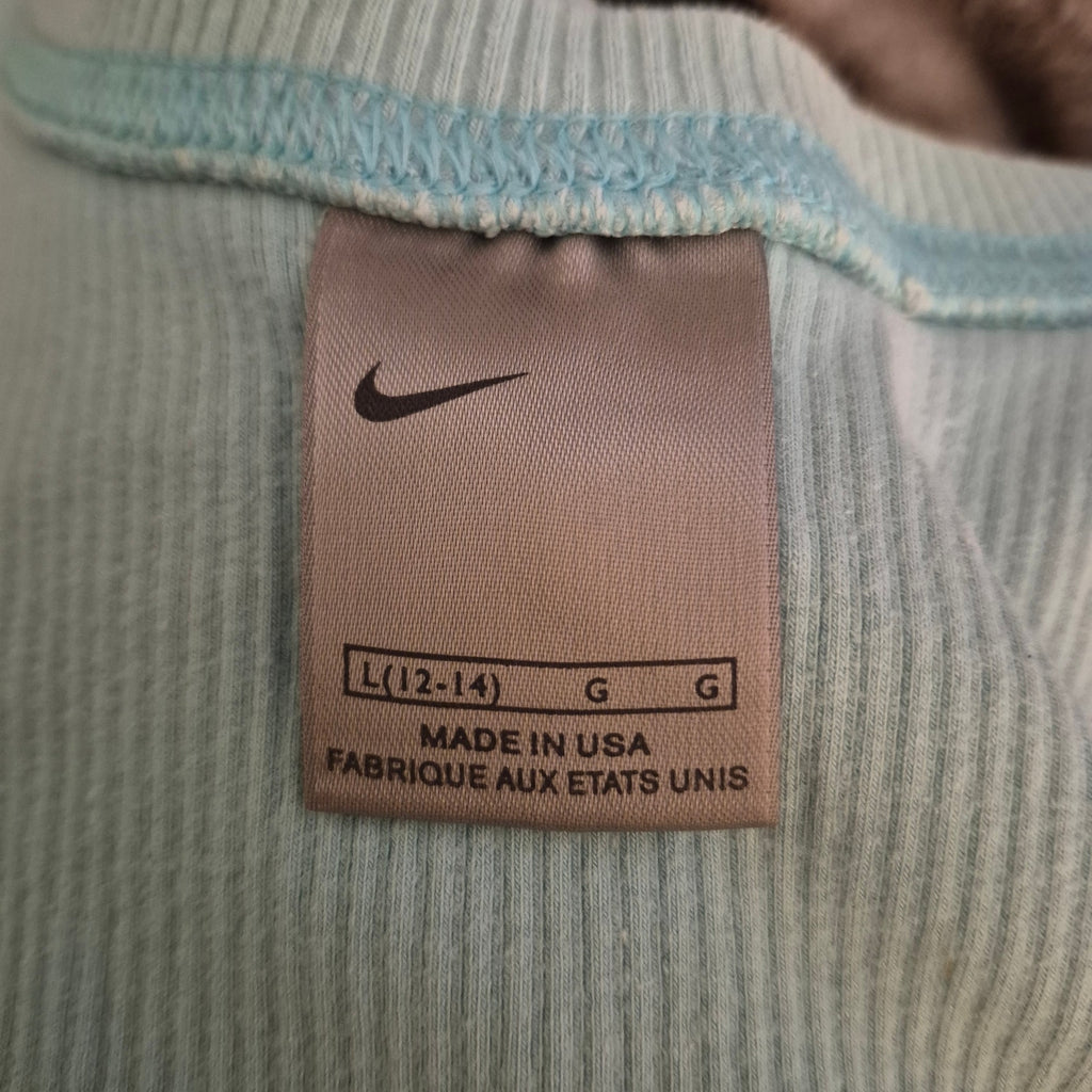 Vintage 90s Nike Grey Tag Ribbed Crop Tank Top Center Swoosh Light Blue Youth L / Women XS
