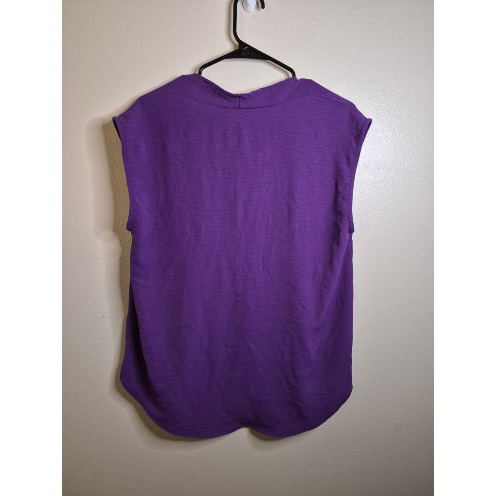 JODIFL Purple V-Neck Cap Sleeve High-Low Blouse - Size Large - Made in USA