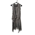 Maurices Gray Open Knit Fringe Duster Vest One Size Boho Geometric Longline