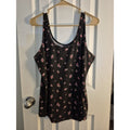 Womens Black Tank Top With Little Pink Flowers
