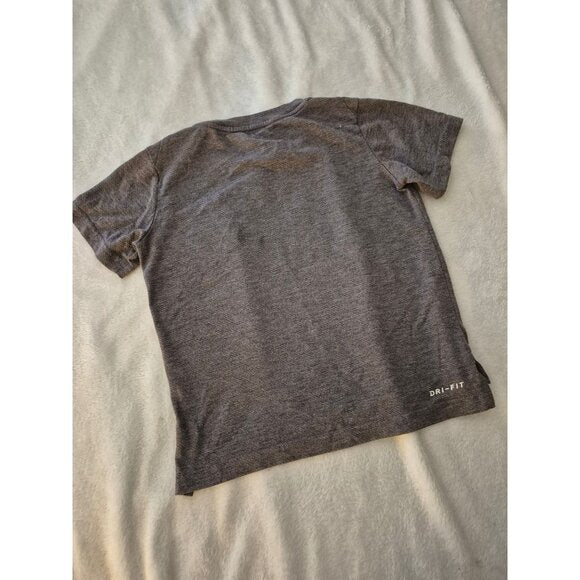 Nike Kids Gray Dri-Fit T-Shirt With Bold Logo Print
