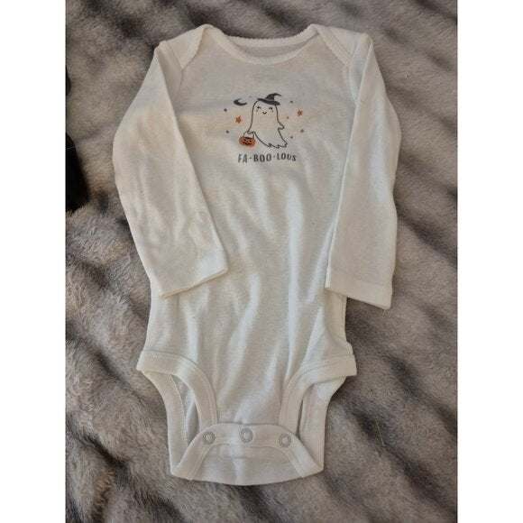 Carter’s  Baby Girl Halloween Outfit 12M Ghost Long Sleeve Bodysuit & Star Tutu