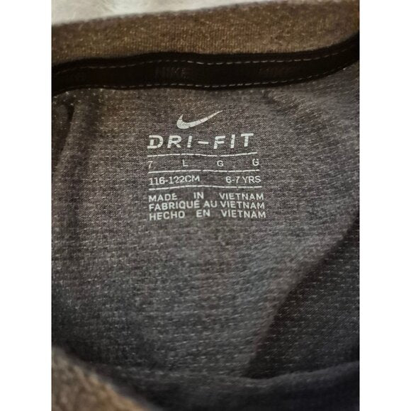 Nike Kids Gray Dri-Fit T-Shirt With Bold Logo Print