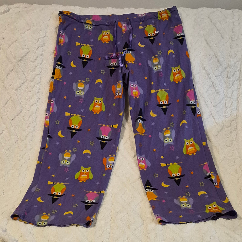 Purple Owl Pajama Pants, Large