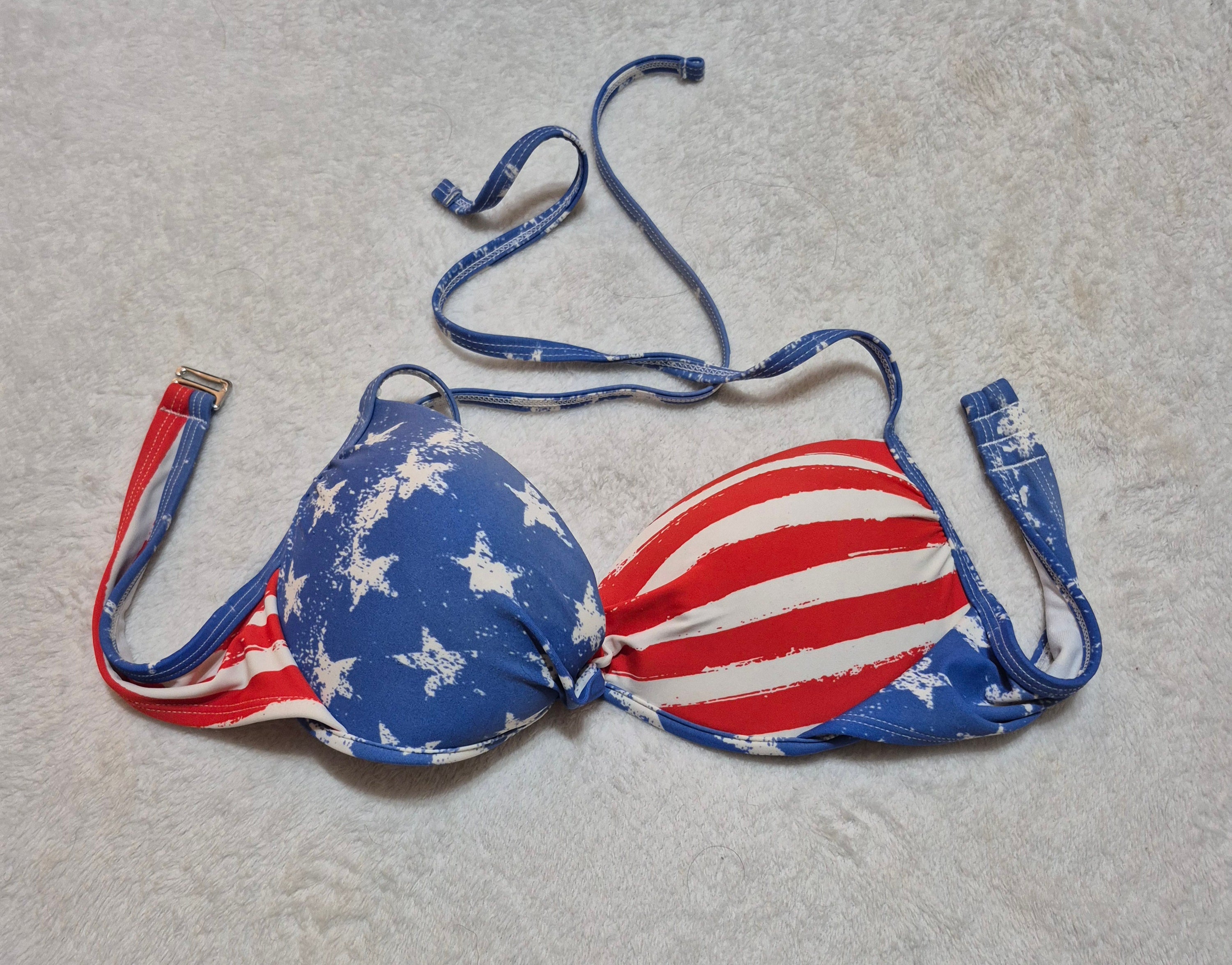 Xhilaration Americana Star & Stripe Push-Up Bikini Top - Size Large