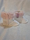 Baby Girls White Faux Fur Booties With Pink Glitter Strap Size 6-9M