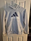 Adidas Youth Medium Hoodie Light Blue With Iconic Logo