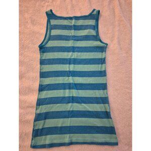 Womens Blue and Green Ribbed Tank Top, Medium